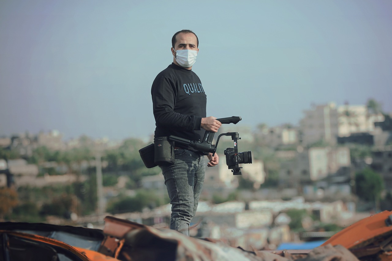 man, mask, journalist